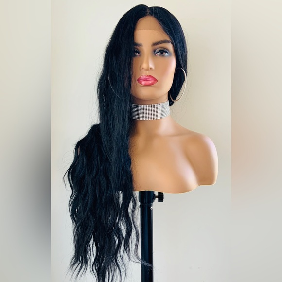 Long Black Loose Wave Premium Fiber Lace Front Wig for Daily Wear/Cosplay/Events - Picture 8 of 12